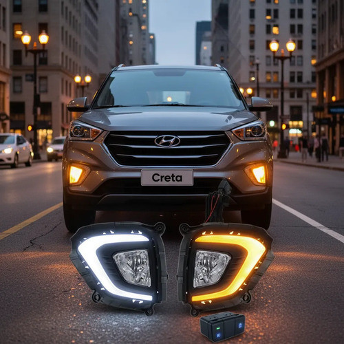 Kit Milha Creta 2020 Moldura Preta Drl + Pisca Botão Original Neblina Serra Serração Farol Farolete Baixo Alto Noite