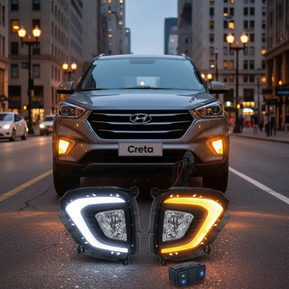 Kit Milha Creta 2020 Moldura Preta Drl + Pisca Botão Original Neblina Serra Serração Farol Farolete Baixo Alto Noite