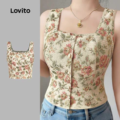 Lovito Férias Camisa de Botão Superior para Primavera/verão para mulheres L150ED200