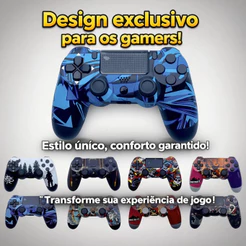 Controle Premium Sem Fio Temático Camuflagem para PS4 com Funções Especiais
