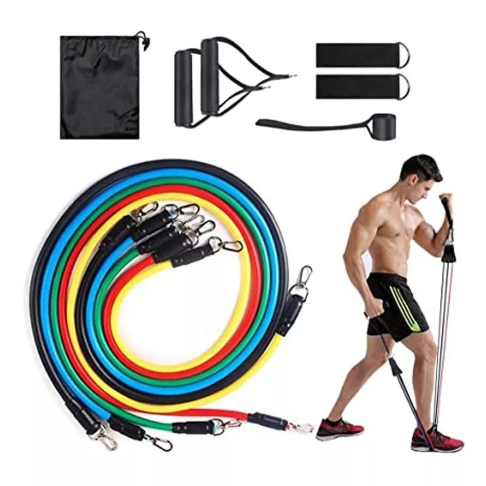 Kit 11 Pç Elastico Extensor Treino Funcional Academia Em Casa Ginastica Karina