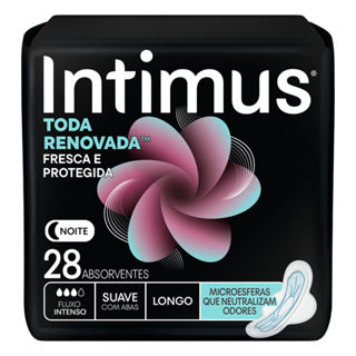 Absorvente Intimus Toda Renovada Noite Suave Longo com Abas 28 Unidades em Oferta na Shopee