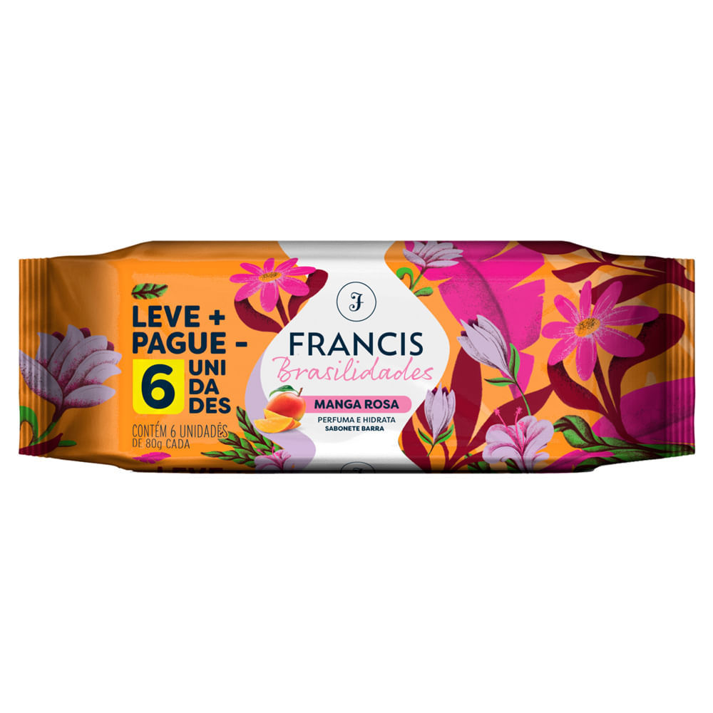 Sabonete em Barra Francis Brasilidades Manga Rosa com 6 Unidades 80g cada em Oferta na Shopee