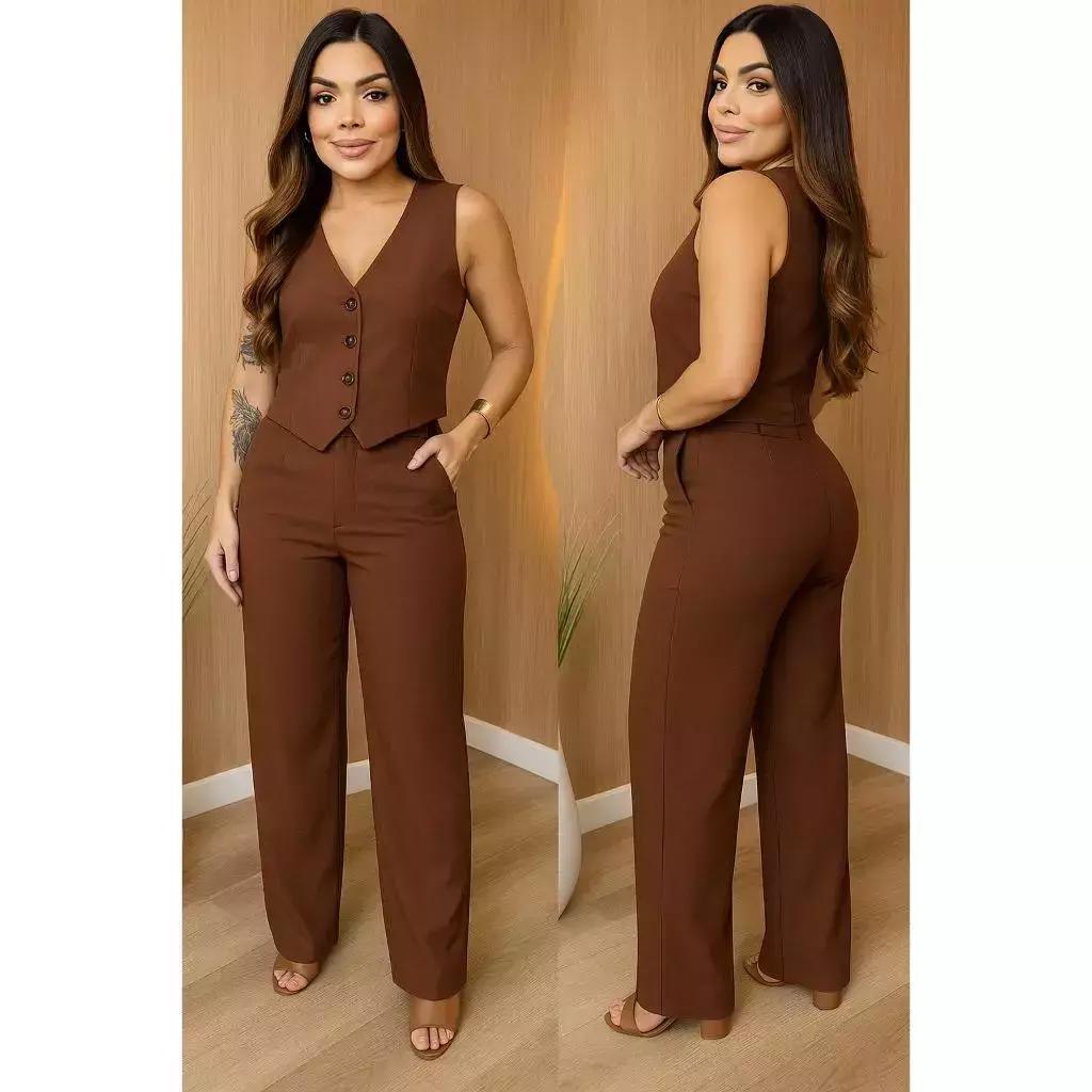 CONJUNTO GABI. MODA FEMENINA COLETE E CALÇA ALFAIATARIA
