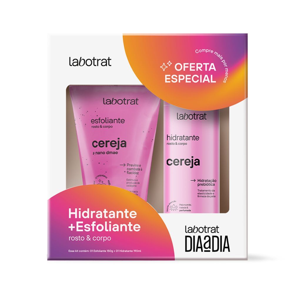 Kit Labotrat Cereja Rosto e Corpo Hidratante 190ml e Esfoliante 150g em Oferta na Shopee