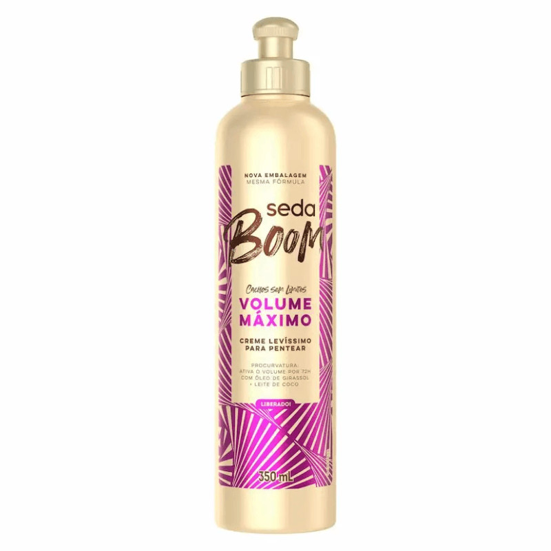 Creme para Pentear Leve Seda Boom Pro Curvatura Volume Máximo 350ml em Oferta na Shopee