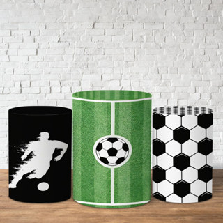 Trio Capas De Cilindro Sublimado Tema Aniversario Futebol Em Tecido em Oferta na Shopee