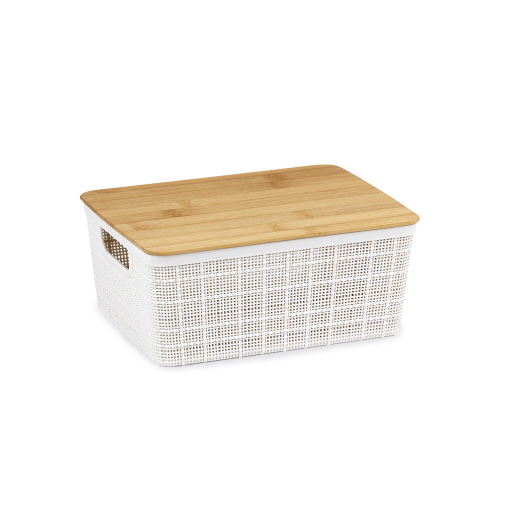 Caixa Organizadora com Tampa de Bambu 4l Oikos em Oferta na Shopee