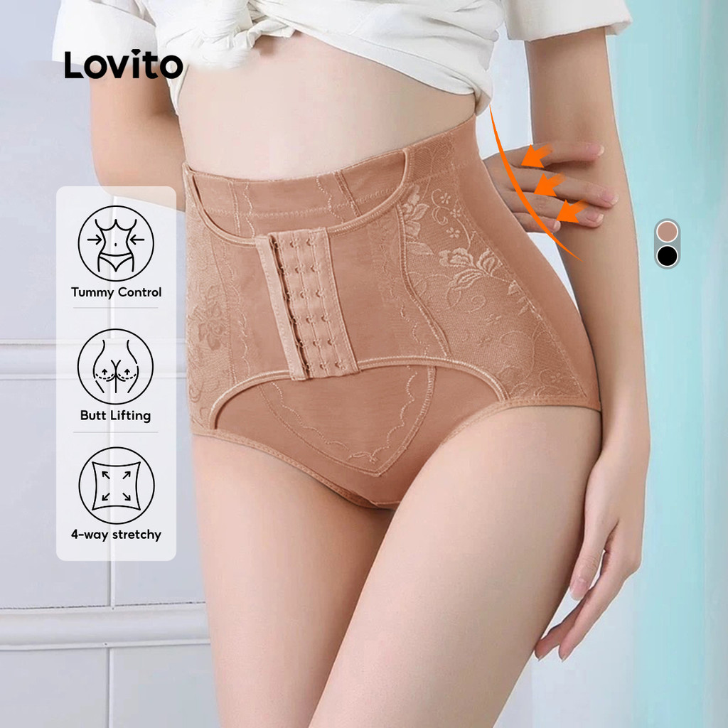 Lovito Modelador Cintura Feminino com Controle de Barriga Elástico e Levantamento de Bumbum LNE16269