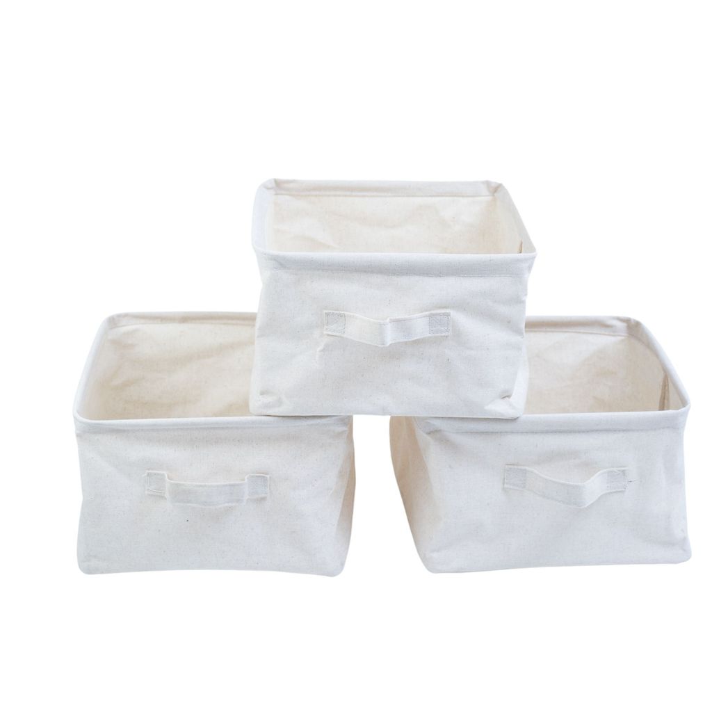 Kit Organizadores Dobráveis de Linho Off White 3 Pçs - Oikos
