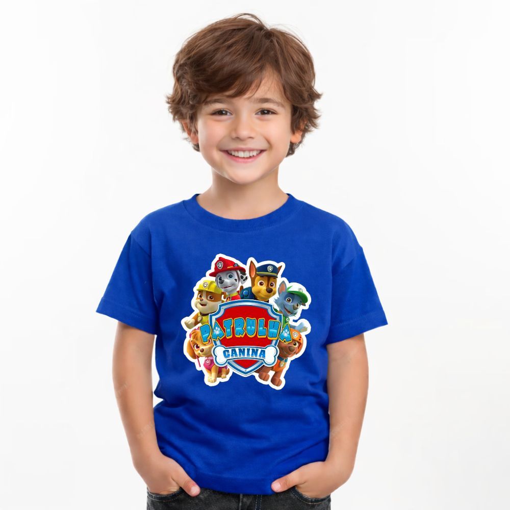 Camiseta Infantil Patrulha Canina Paw Patrol Algodão Envio Rapido Estampada Blusa Personagem Desenho