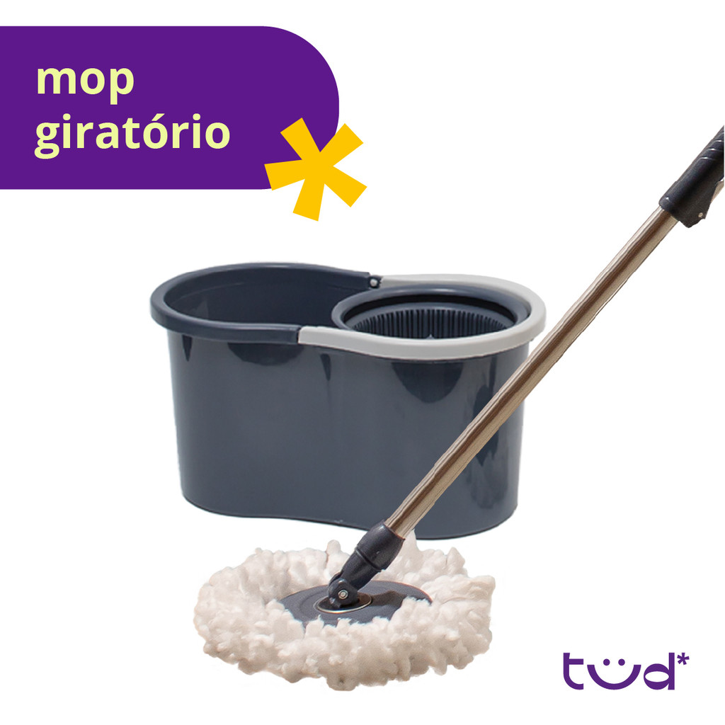 mop giratório com balde esfregão de microfibra limpeza - Tud — imagem 2 de 2