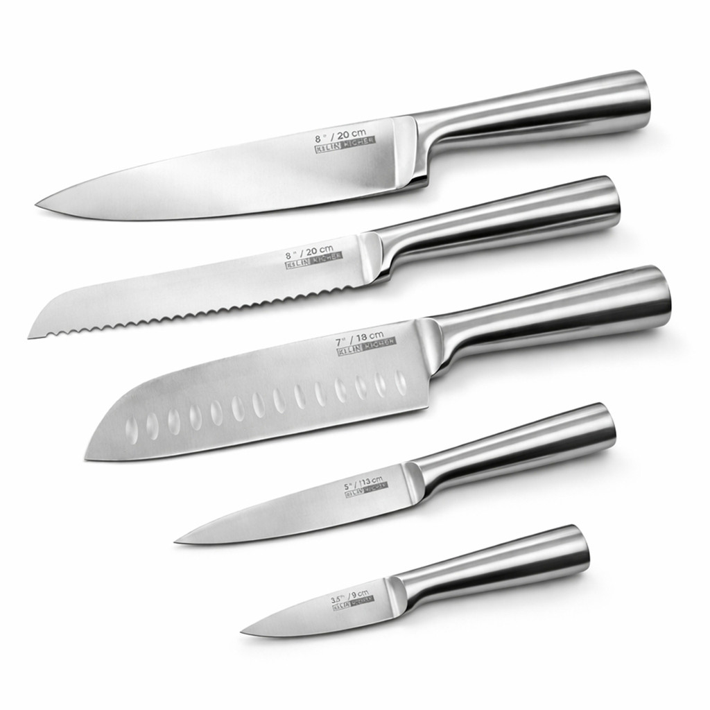 Kit 5 Facas De Cozinha Profissional Aço Inox Conjunto Completo Para Cozinhar em Oferta na Shopee