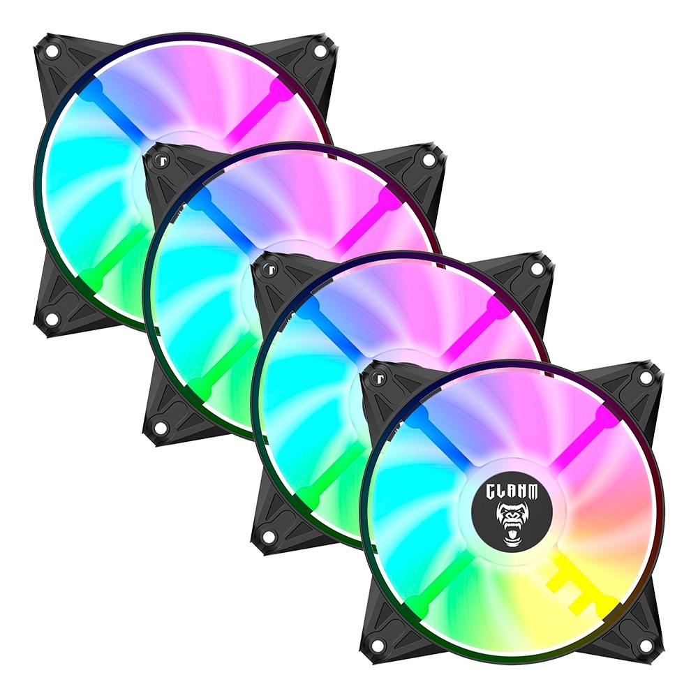Kit 4 Cooler Fan ARGB Ventoinha para Gabinete Eurus 6pin 12V Preto PC Clanm Gamer