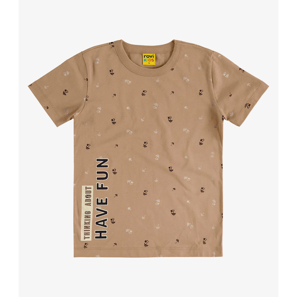 Camiseta Meia Malha Infantil Menino Rovi Kids Marrom em Oferta na Shopee