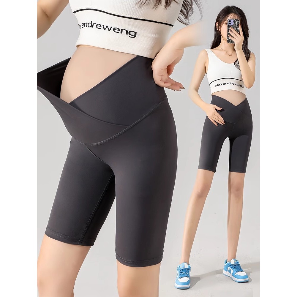 Leggings de maternidade verão Shorts finos exterior usar calças de maternidade cinco pontos calças de tubarão calças de 