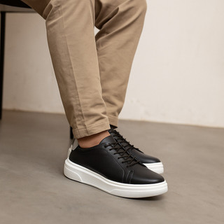 Tênis Masculino Casual Preto Couro Legitimo Leve Confortável