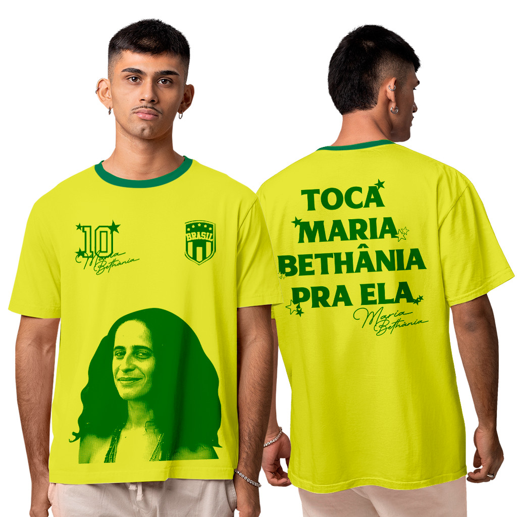 Camiseta Algodão Unissex Maria Bethânia Copa do Mundo Brasil Core Camisa Masculina T-Shirt Feminina