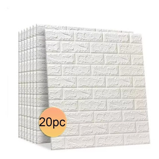 20 Placas Adesiva TIJOLO BRANCO 3D - 70x77cm em Oferta na Shopee