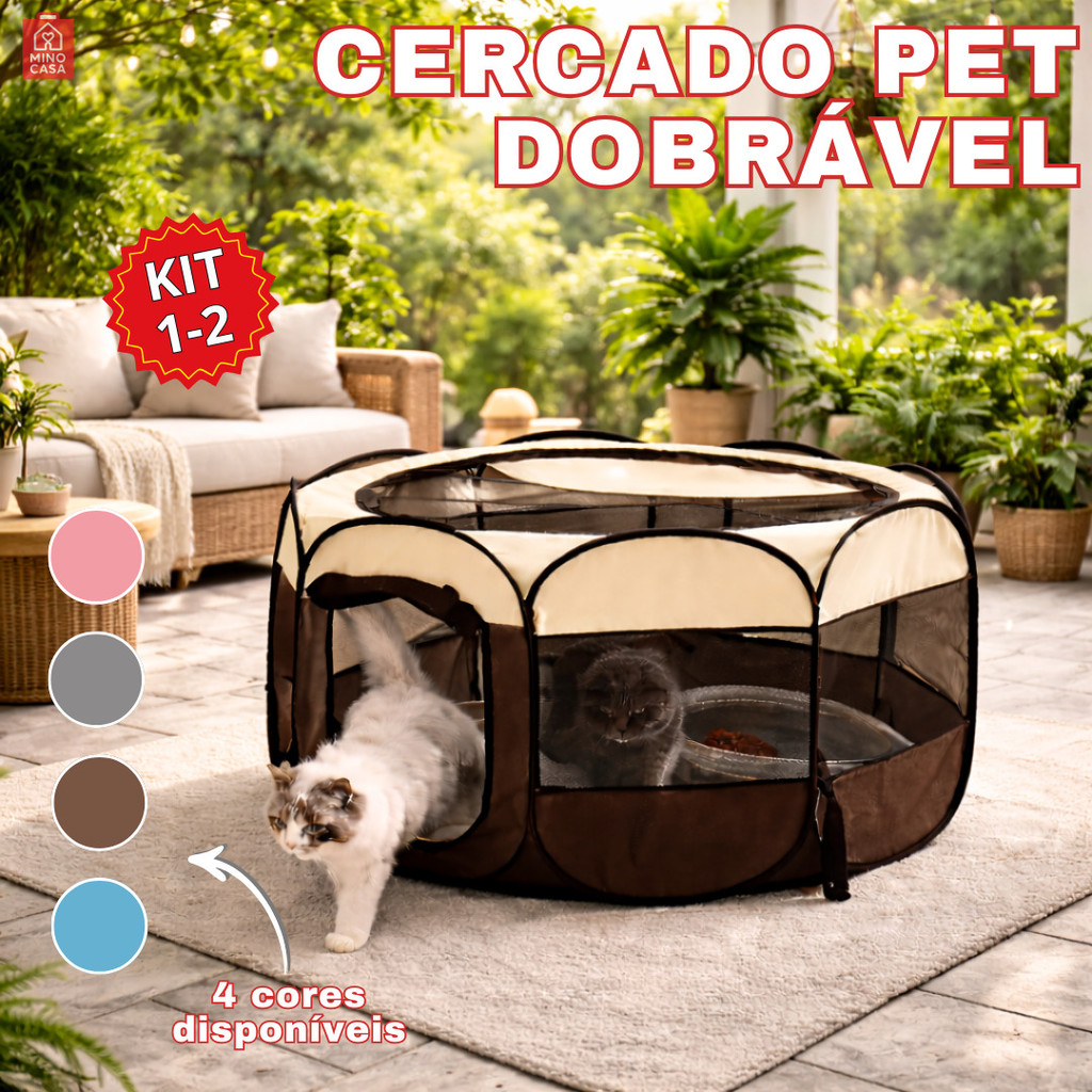 Casinha de Cachorro Cercado Pet Dobrável Portátil Grande 8 Painéis Resistente