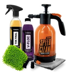 Kit Lavagem e Cera Vonixx V-Floc E Tok Final 500ml + Pulverizador Foam Speed Clean Kers + Luva E Toalha Em Microfibra