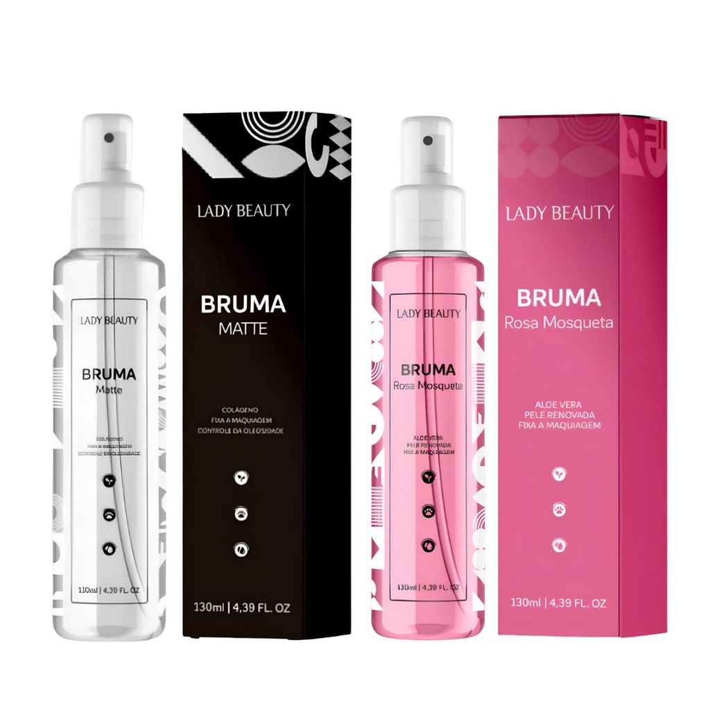 Kit Brumas Lady Beauty Fixador de Maquiagem Hidratação Glow Facial