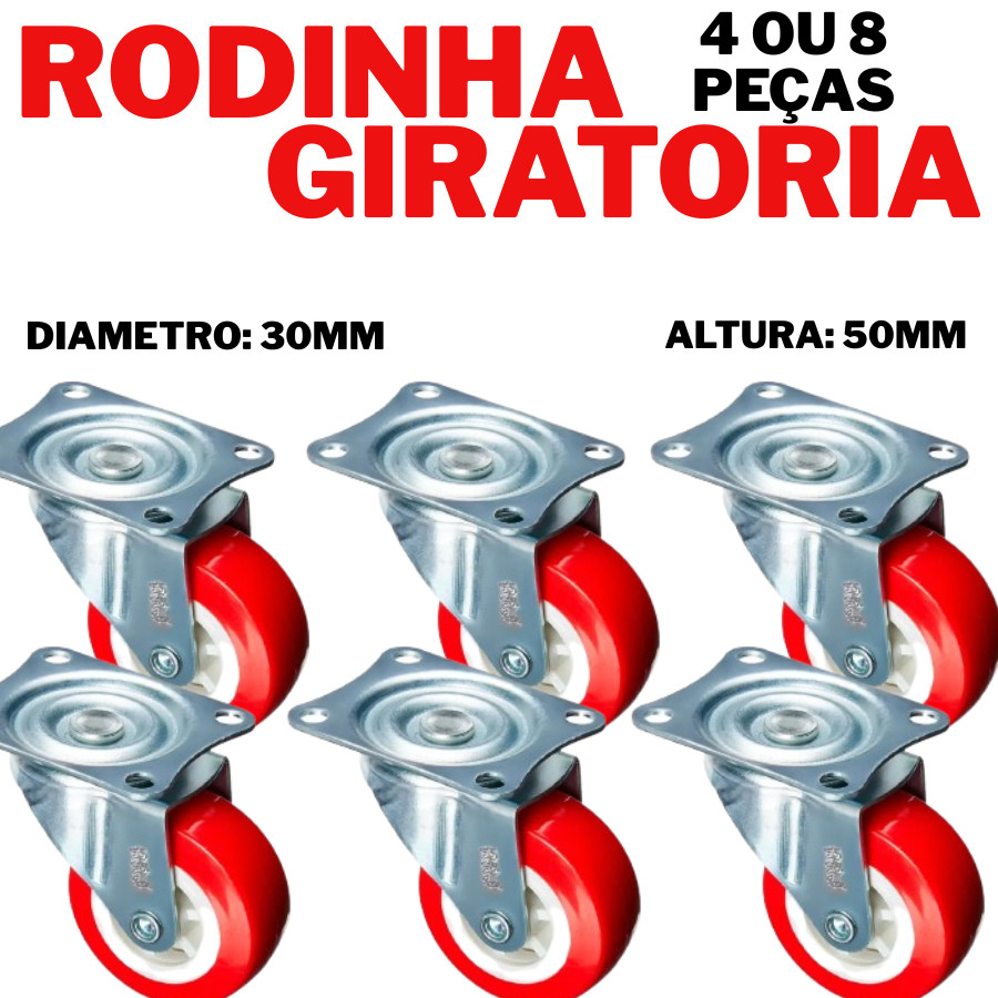 Kit 4 Ou 8 Rodízio Giratório 38MM Rotação 360 Rodinha Anti Risco Ideal Para Moveis