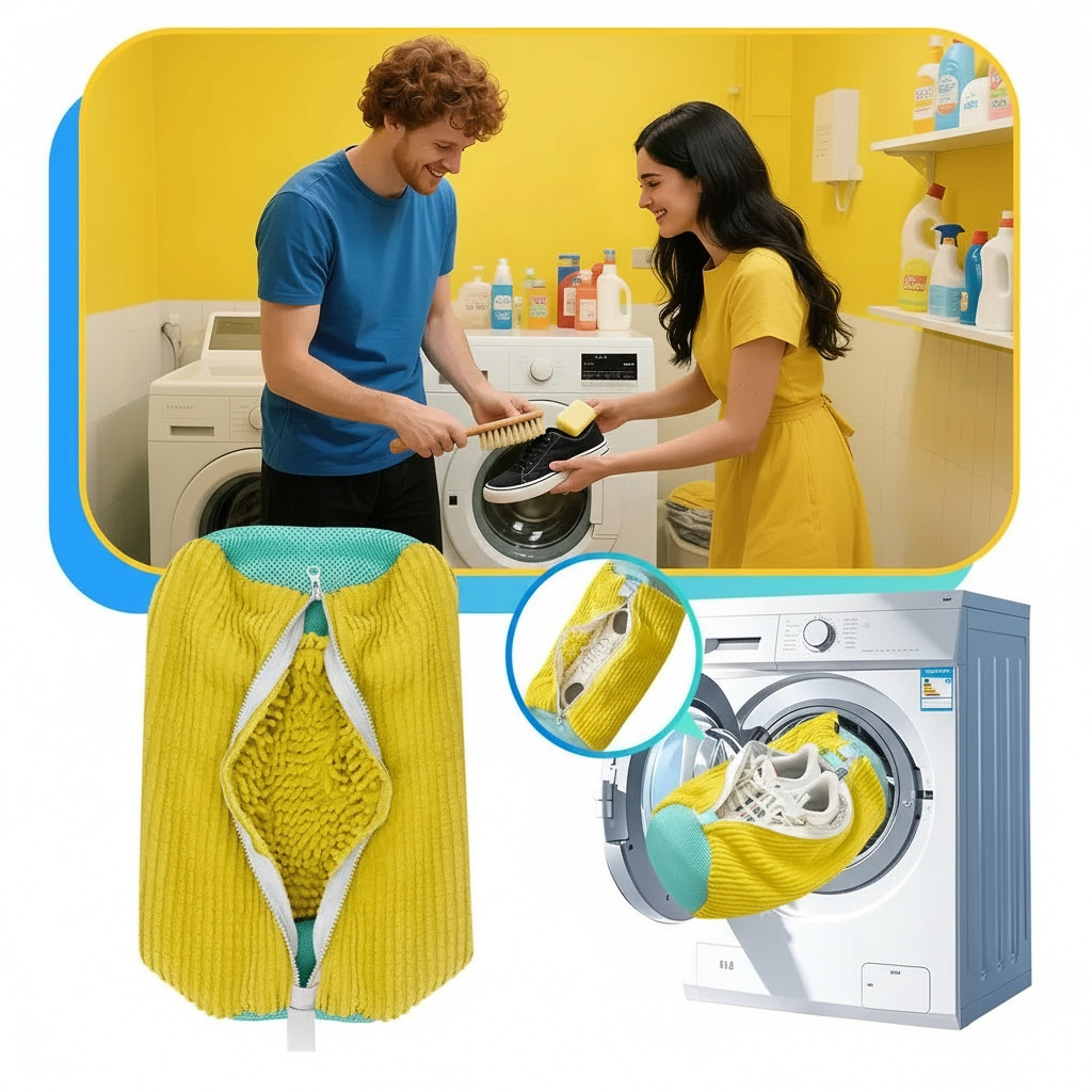 Saco Para Lavar Tênis Na Máquina 39x19cm Anti-Deformação Protetor Aveludado Sapatos Lavanderia Zíper Reforçado Premium