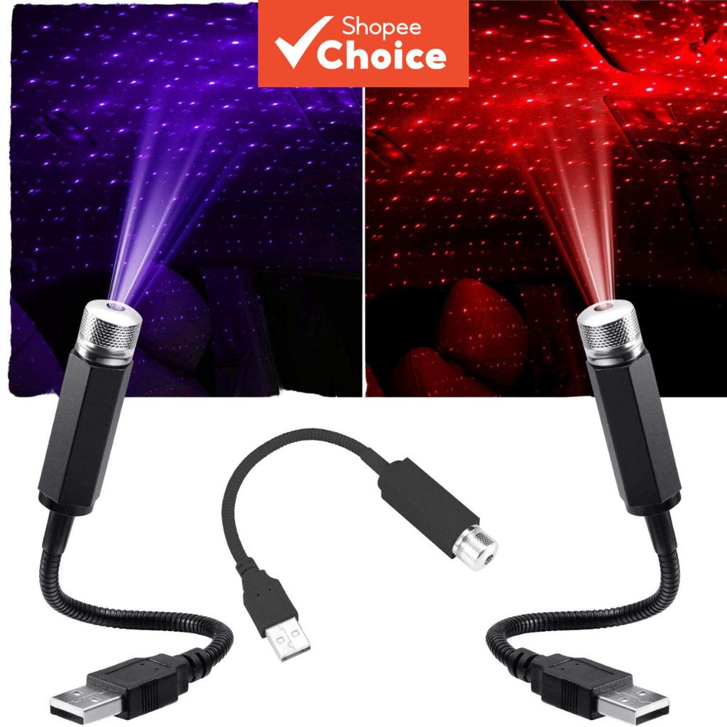  Projetor de luz noturna estrela de teto de carro USB 6V, luz decorativa de atmosfera galáctica para teto de carro, ABS