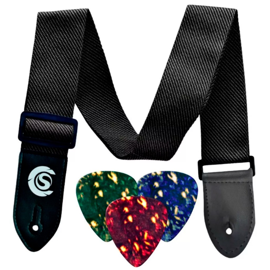 Correia Premium + 3 Palhetas Para Violão Viola Ukulele Cavaquinho Guitarra Contra Baixo em Oferta na Shopee