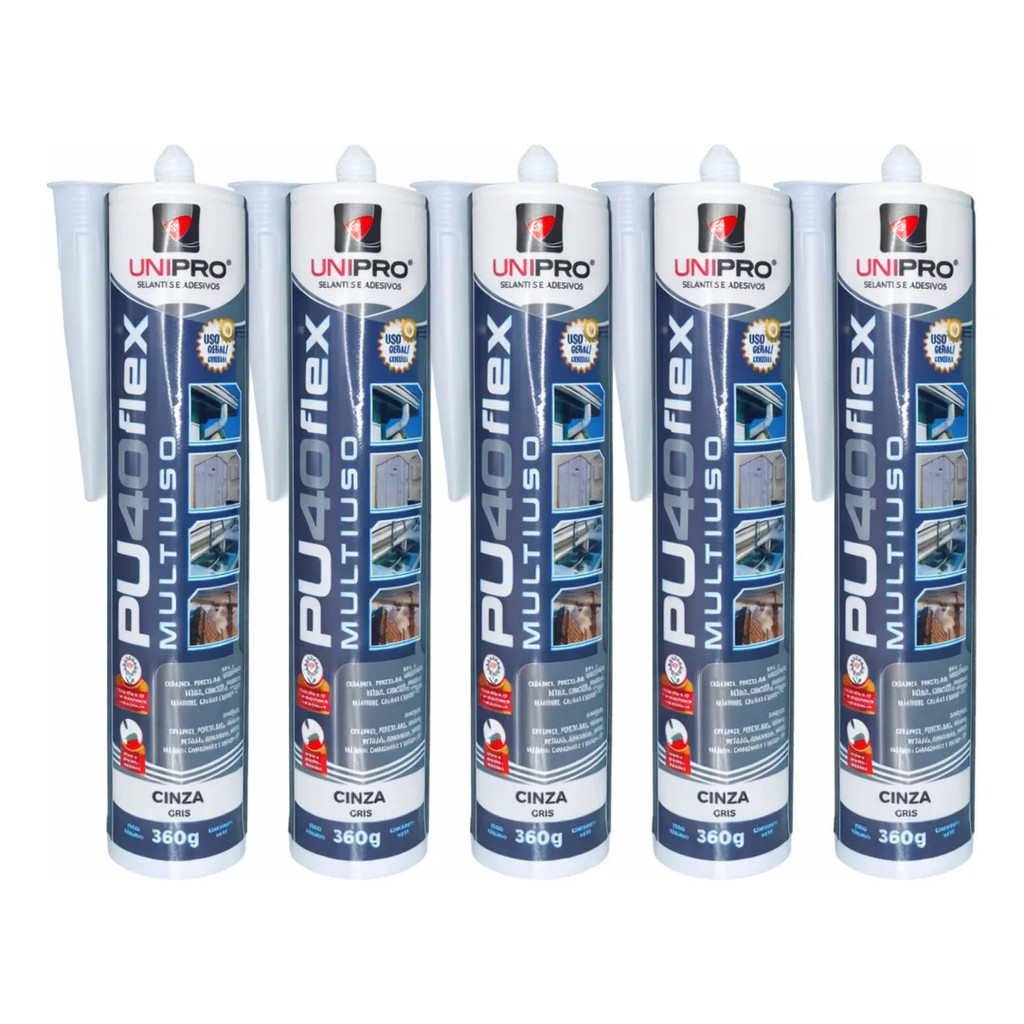 Selante Unipro Pu40 Flex Cinza 360ml - Kit 5 Unidades