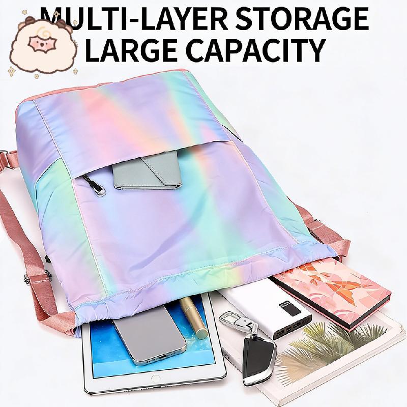 Mochila Dobrável Com Cordão , Grande Capacidade , Separação Seca E Úmida , Esportiva De Viagem