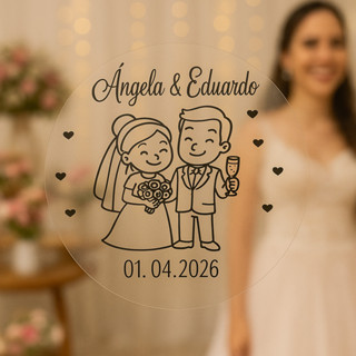 Adesivo Noivinhos Etiqueta Transparente 4cm Personalizada Casamento Noivado Lembrancinha em Oferta na Shopee