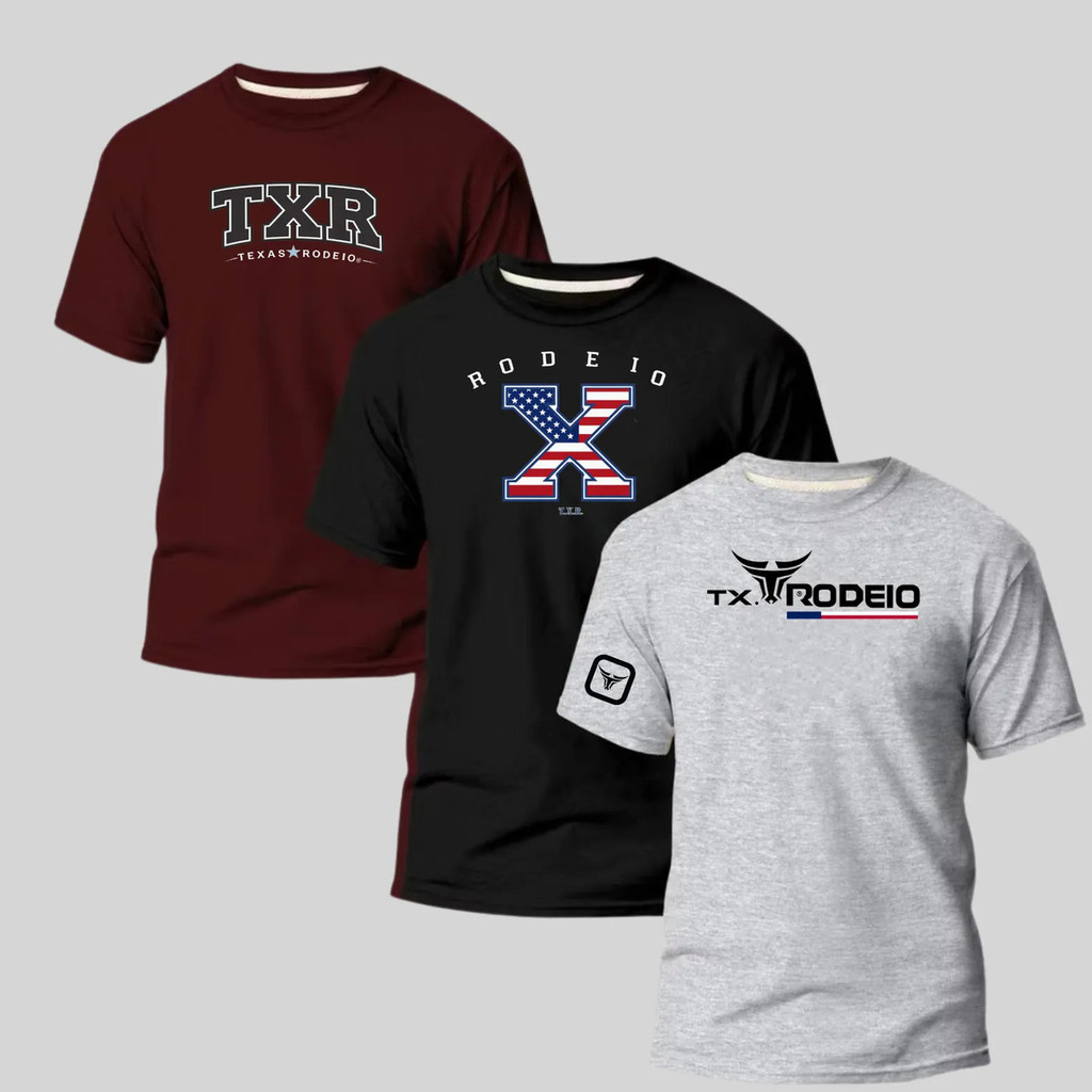 Kit 3 Camisetas Country Texas Rodeio Premium! Promoção em Oferta na Shopee