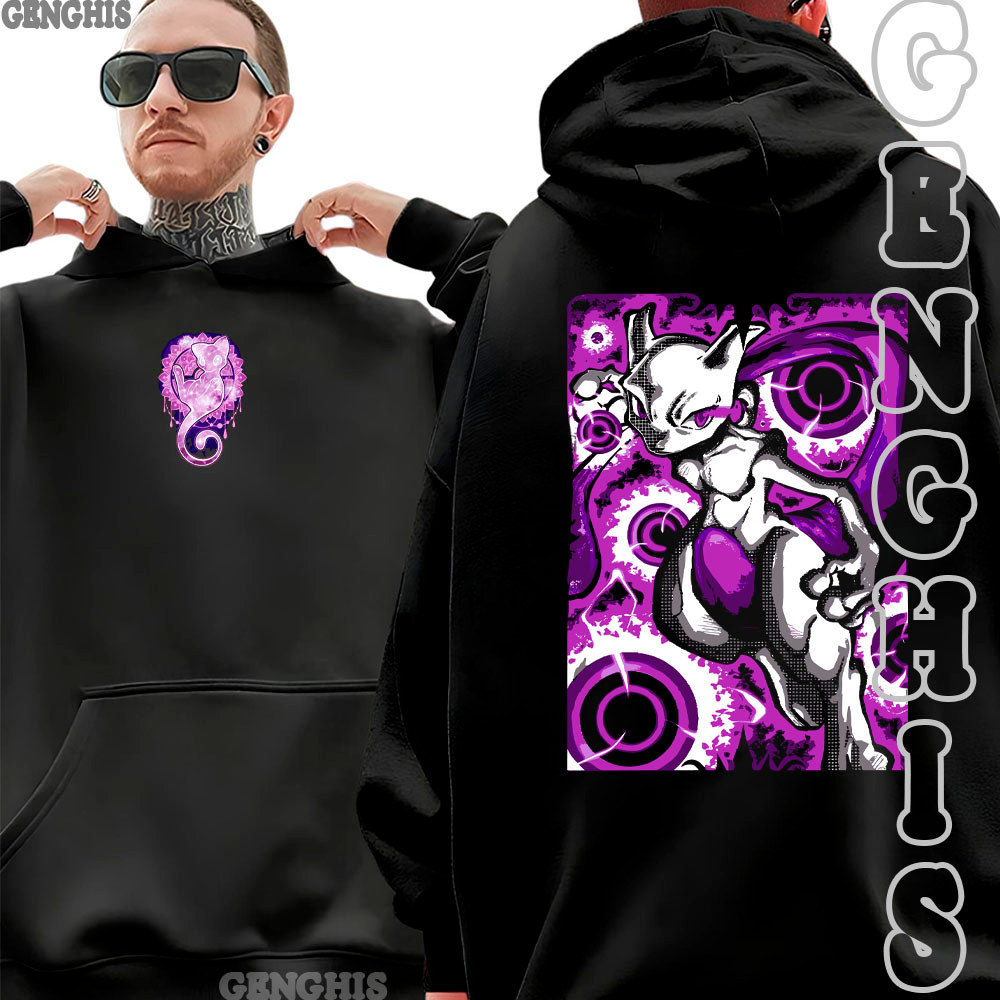 Moletom Blusa De Frio Capuz Mew Mewtwo Pokemon Tipo Psíquico Diversas Estampas Unissex