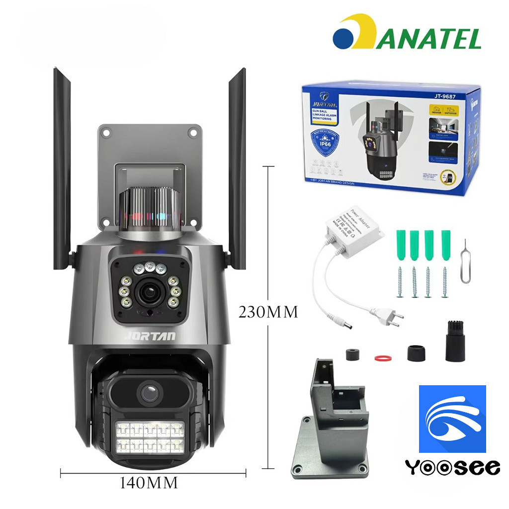 Câmera de Segurança Wi-Fi IP PTZ Externa 1080P IP66 Yoosee Visão Noturna Full Color Áudio 2 Vias Detecção Movimento