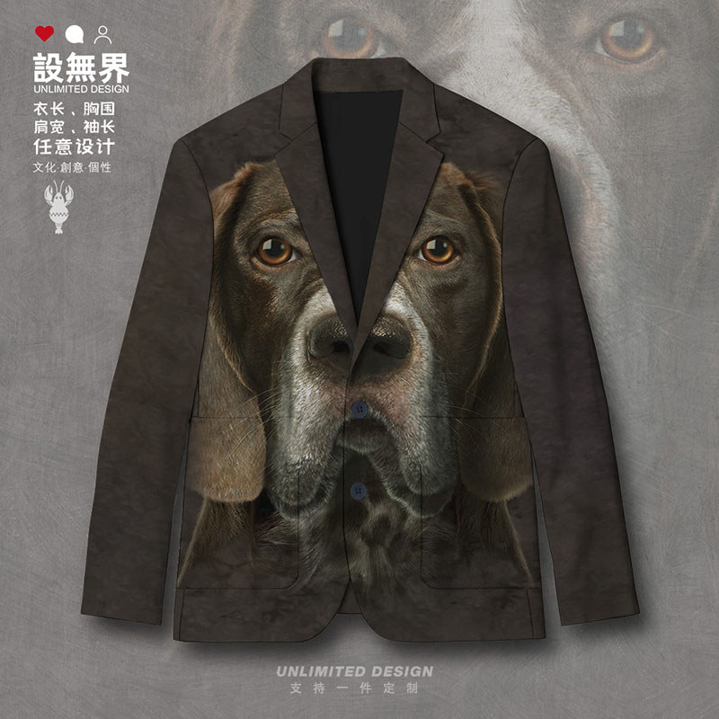 Street Wear alemão de cabelo curto Hound cão Animal padrão 3D tridimensional terno jaqueta masculino feminino terno na m