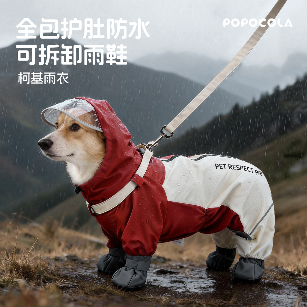 P POPO Corgi Dog Capa de chuva de quatro pernas à prova d'água com tudo incluído Pet Shiba Inu Roupas para cães de taman
