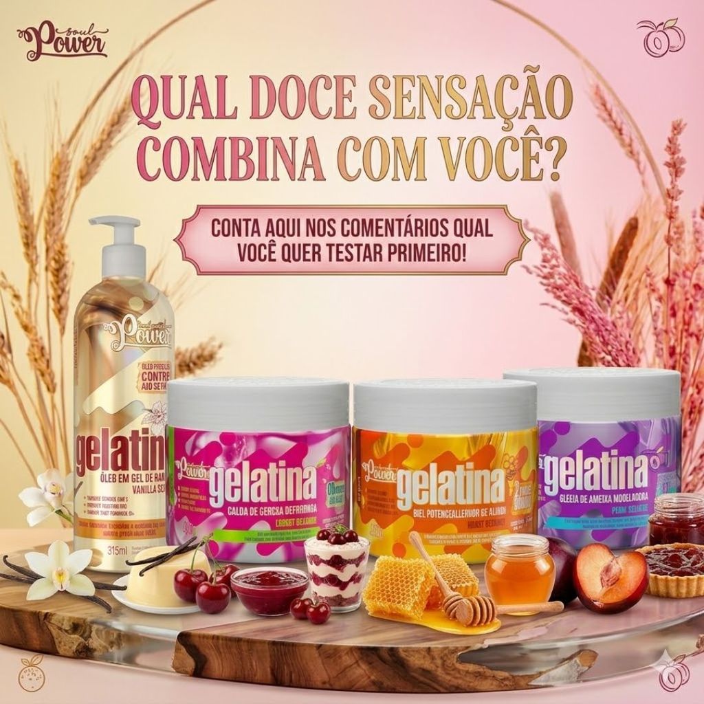Gelatina Capilar Soul Power 400g – Definição Perfeita + Brilho + Fixação | Escolha a Sua