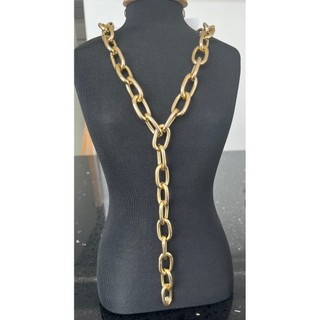 Colar gravata para roupas com decote banhado prata ouro