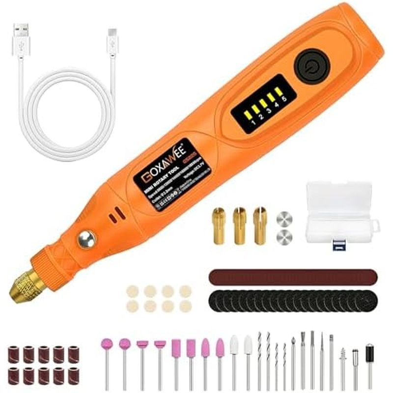 GOXAWEE Mini Kit De Ferramentas Rotativas Sem Fio Com Acessórios De 105 Unidades , Carregamento USB Ferramenta Multifunc