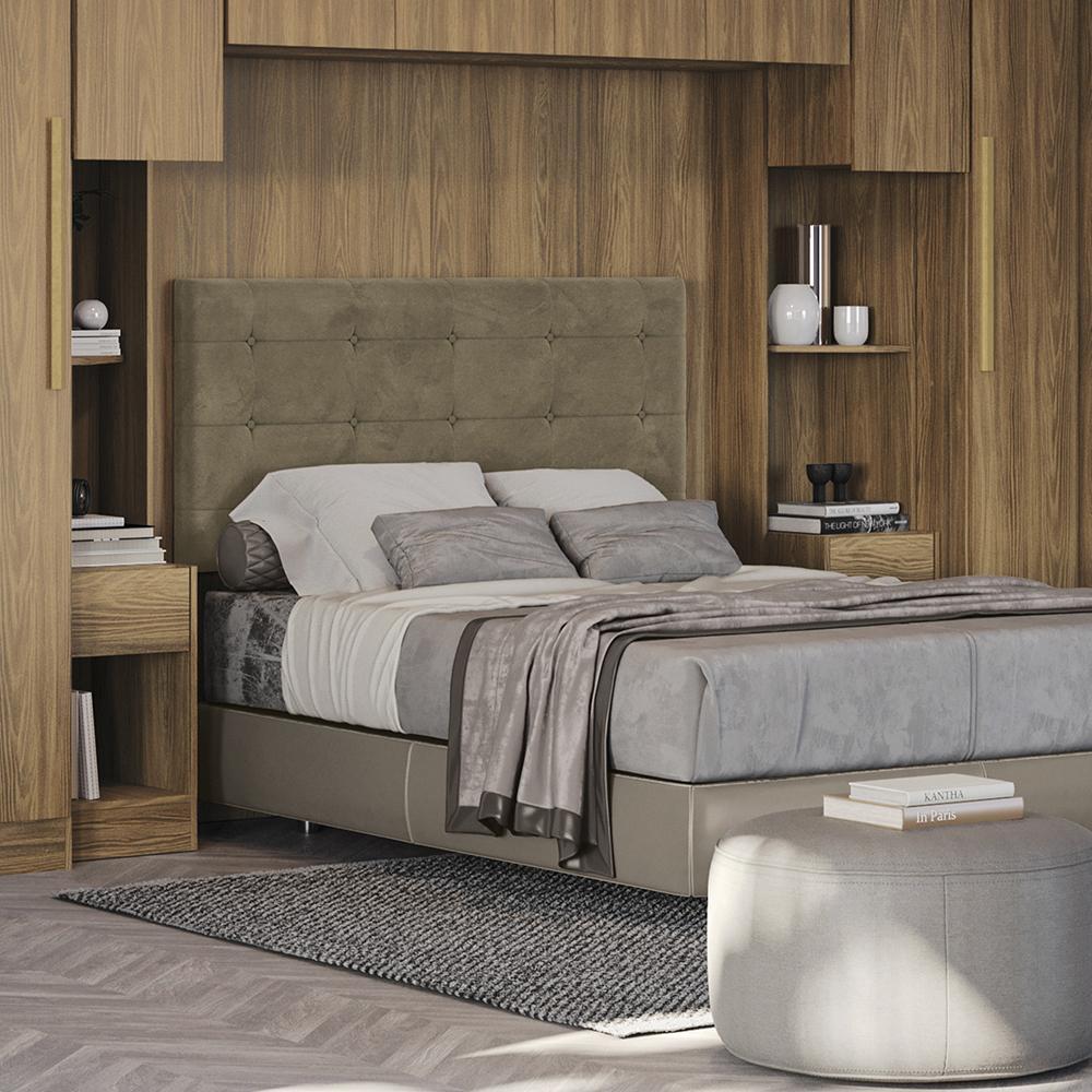 Cabeceira Estofada Kappersberg Adapt Veludo Bege 160cm em Oferta na Shopee