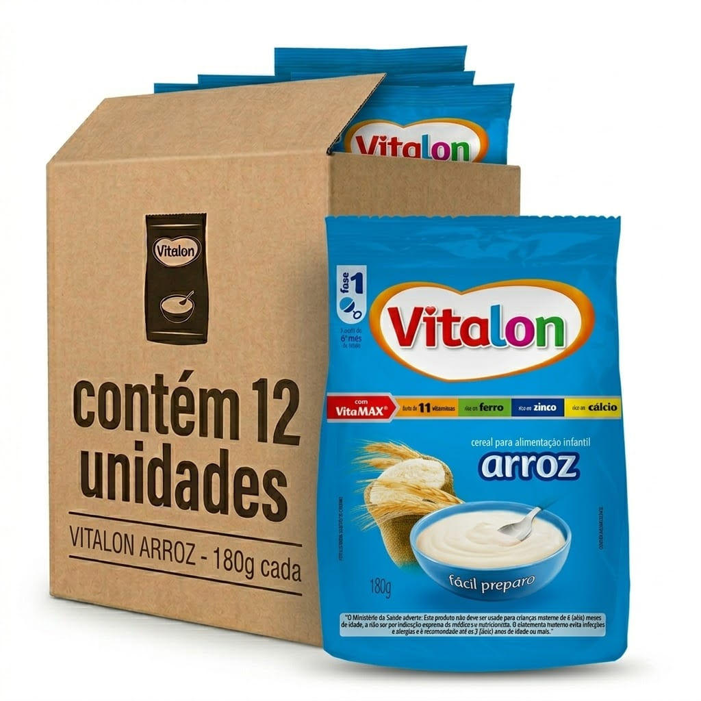 Kit 12 Unidades Mingau Arroz Vitalon - 180g (Caixa Fechada) em Oferta na Shopee