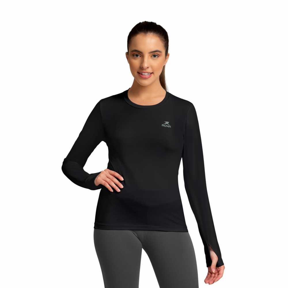 Camisa Manga Longa Feminina Dry Workout LS/HC Muvin – Conforto e Proteção Solar
