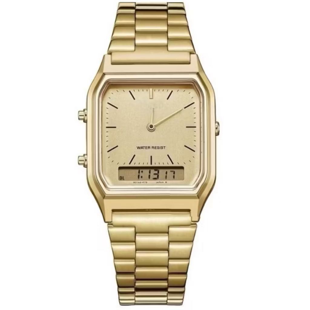 Relógio 230 Unissex Retrô Digital Analógico Aço Inox Vintage Masculino Feminino