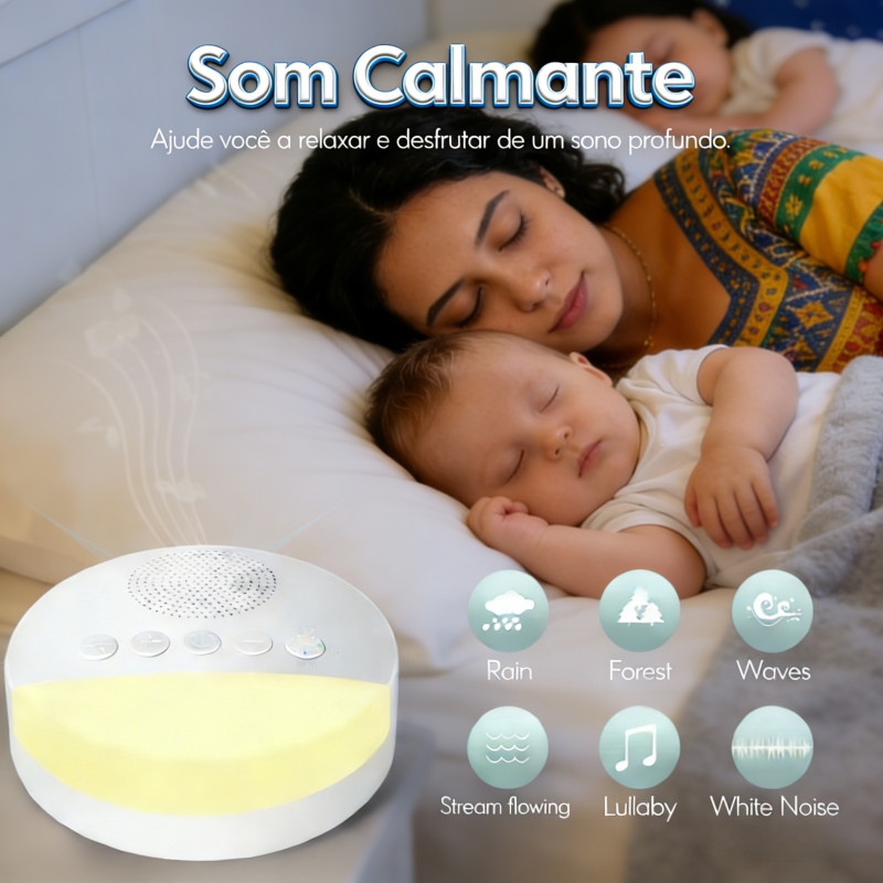 Máquina de ruído branco para crianças, Sleep Sound Player, temporizador de luz noturna, USB recarregável, desligamento