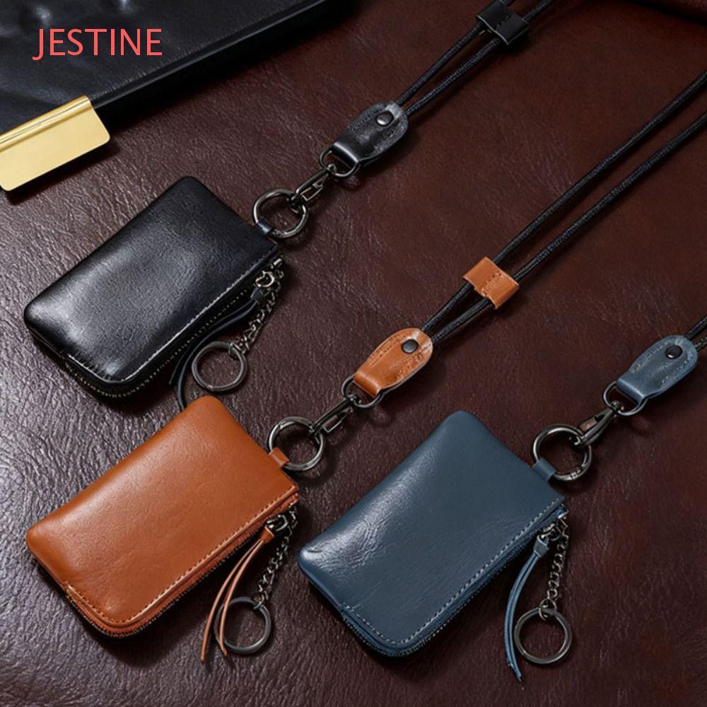 JESTINE Carteiras Penduradas No Pescoço , Mini Bolsa De Moedas Retrô PU , Porta-Cartões Portátil Macio E Requintado Para