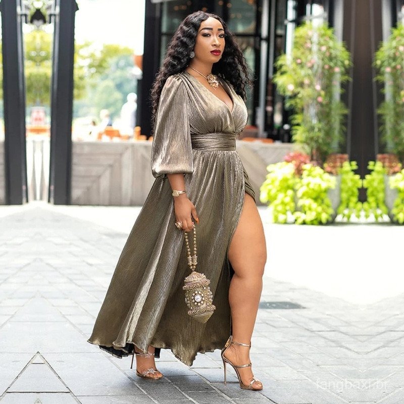 899 saia manga longa ligeiramente gorda solta Plus Size vestido europeu americano feminino vestido de maternidade irmã g