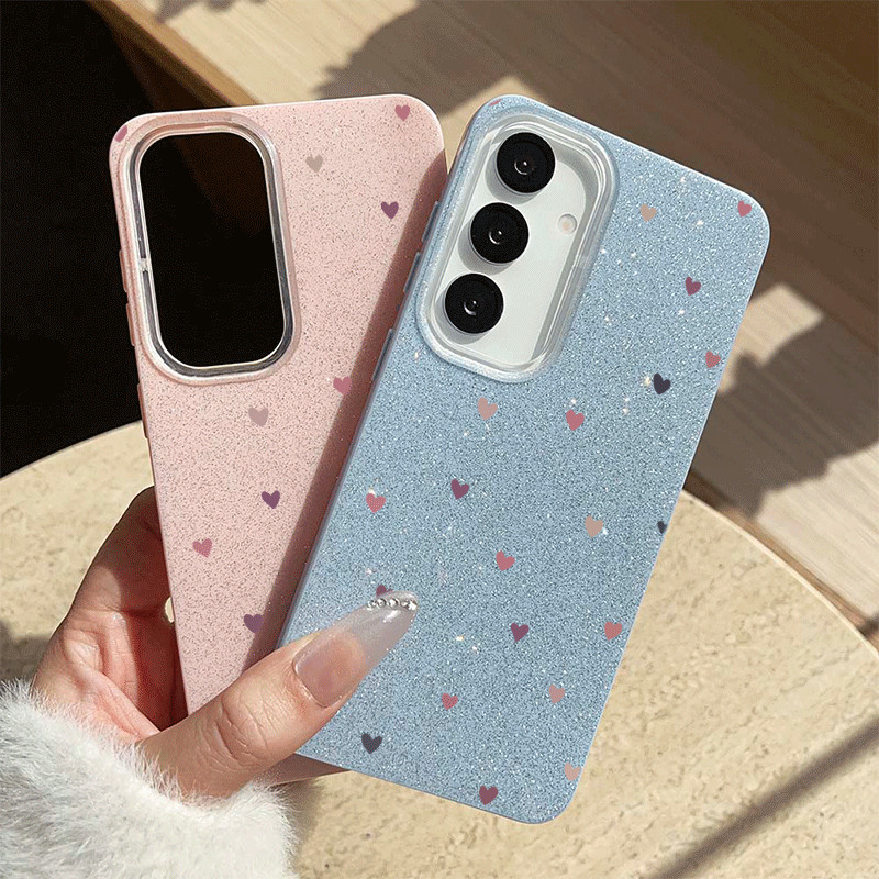 Coração Colorido Capa Capinha Para Samsung Galaxy A03 A05 A15 A16 A17 A32 A34 A36 A56 S20 S21 S23 S34 S25 S26 Glitter Ca