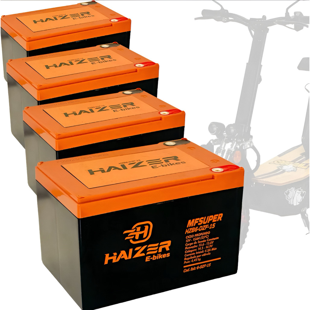 Kit 4 Bateria Bicicleta Elétrica 12v 15ah 48v Ciclo Profundo Cadeira de Rodas